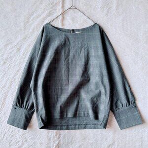 Takeochi Gingham Check Shirt 3/4 Sleeves Gray